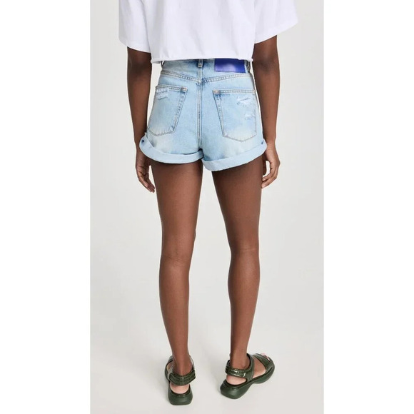 One Teaspoon Bandit High Waist Denim Short in Blue Tornado 25 New Womens Jeans - Picture 11 of 16